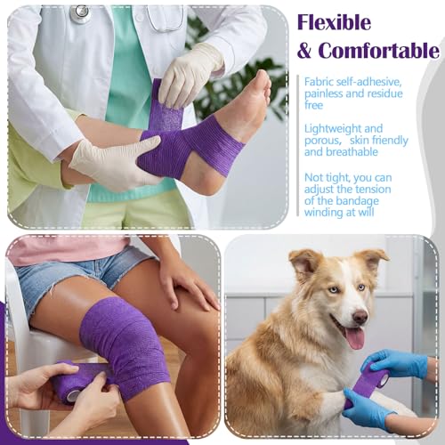 Treela 64 Pack 2" X 5 Yards Self Adhesive Bandage Wrap Dark Purple - color: Dark Purple, size: 2 Inch X 5 Yard