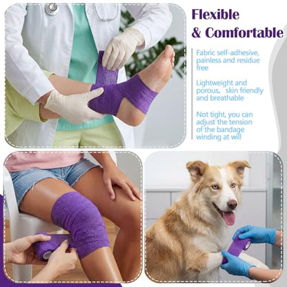 Treela 64 Pack 2" X 5 Yards Self Adhesive Bandage Wrap Dark Purple - color: Dark Purple, size: 2 Inch X 5 Yard