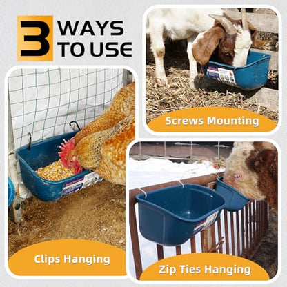 Goovilla Chicken Feeder Waterer, Hanging or Screw-in, 2 Pack 5 Quart, Blue - color: Dark Blue, size: 5 Quart