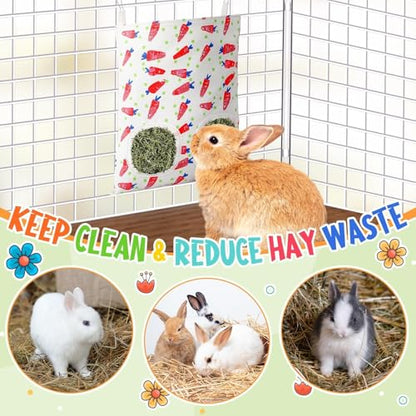 UPINS 2Pack Guinea Pig Hay Feeder Bag,Bunny Rabbit Cage Bag Hanging Holder - color: Red Green, size: 28 x 25 cm