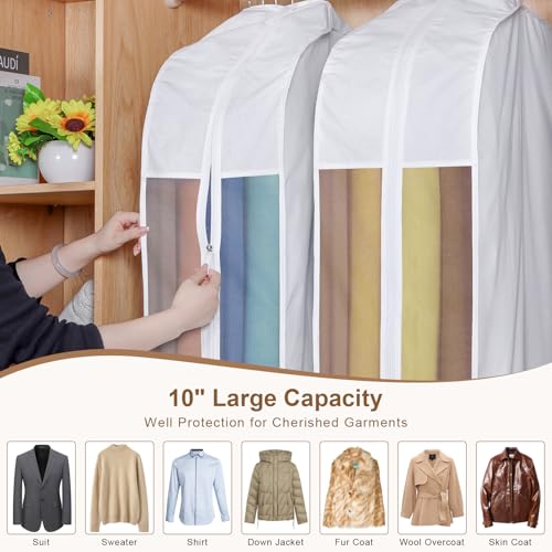 43 Inch Premium Cotton Garment Bag for Hanging Clothes and Storage - size: 10"W x 43"H-3pcs