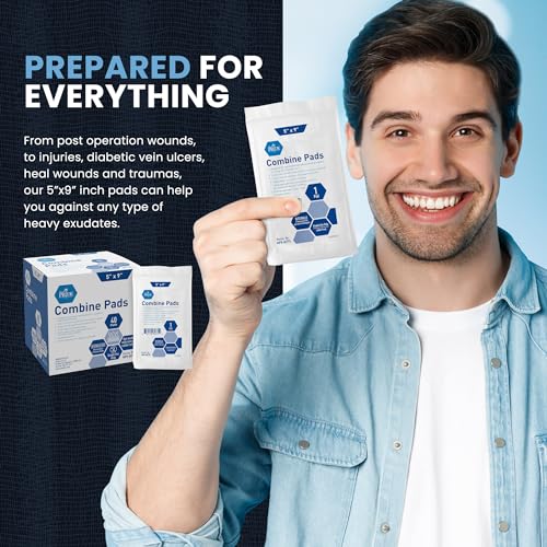 MED PRIDE Sterile ABD Combine Pads,5x9 in,Absorbent,Latex-Free,40-Count