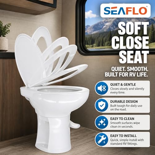 SEAFLO Porcelain RV Toilet with Elongated Bowl, 19” Residential Height, Gravity Flush, Foot Pedal Flush, Soft Close Seat, Easy Install, Camper Toilet, 4-Year Warranty, SFRTCH-02-01 - color: White (Porcelain Bowl)