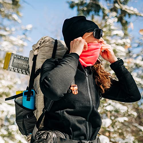 100% Merino Wool - Midweight Neck Gaiter - Skiing Neck Warmer - Winter Face Mask - Multipurpose Headwear - color: Blaze Pink