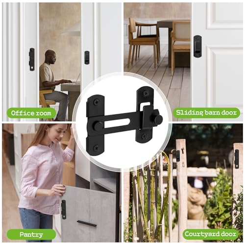 Flip Latch Gate Latch, Barn Door Lock, Door Latches for Top of Door, Barn Wood Fence, Backyard, Cabinet, Heavy Duty 201 Stainless Steel Gate Hardware Black