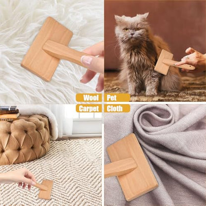 Lainballow 4 PCS Wool Carders, Wooden Hand Carders for Wool, Needle Felting Brush, Slicker Brush with Solid Wood Handle for Craft Felt Project, Dogs, Cat