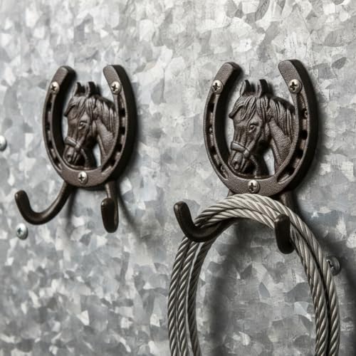 Comfy Hour 5 Inch Horse Hooks for Wall, Horseshoe Key Holder