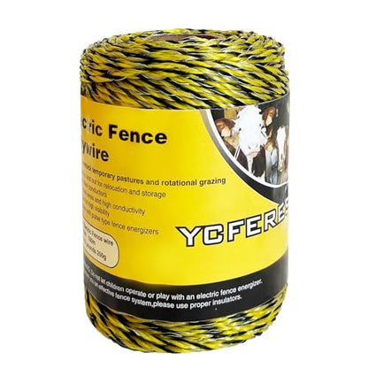 Upgraded Electric Fence Polywire 330 Feet，100 Meter，6 Stainless Steel Strands for Reliable Conductivity and Rust Resistance，Portable Electric Fence Rope - size: 330 Feet/100 Meters