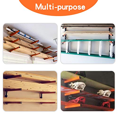 Ultrawall Wall Mount Wood Organizer and Lumber Storage Rack with 3-Level | Garage Metal Wood Storage Rack for Indoor & Outdoor Use, Orange 2 Pack - style: Industrial