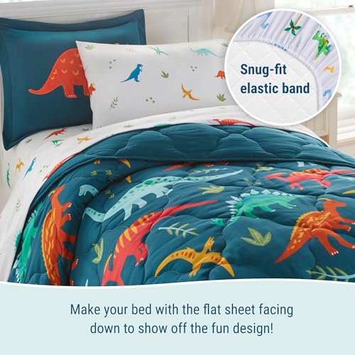 Wildkin Twin Sheet Set – Soft Microfiber, Fitted & Top Sheet, Pillowcase - Jurassic Dinosaurs - color: Jurrasic Dinosaurs