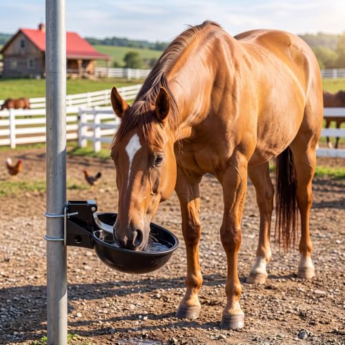 2 Pcs 2.5 L/ 0.66 Gal Automatic Livestock Waterer, Heavy Cast Iron Push-Paddle Water Trough, Black Stainless Steel Livestock Water Bowl for Horse Cattle Goat Pig 11.8 x 9.06 x 3.94 Inch
