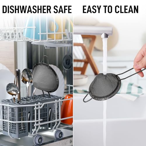 Zulay Kitchen 304 Stainless Steel Fine Mesh Strainer For Kitchen - Sieve Sifters For Food, Tea, Rice, Oil, Noodles, Fruits, Vegetables - Rust-Proof, Easy to Clean Drink Strainer (Black) - color: Elegant Black