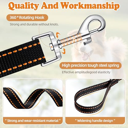 Long Dog Leash for Small Dogs and Medium Dogs, 15ft Orange Nylon Dog Training Leash with Swivel Clip, Lightweight Dog Lead for Puppy, Recall Training, Outdoor Walking & Hiking - size: 15FT