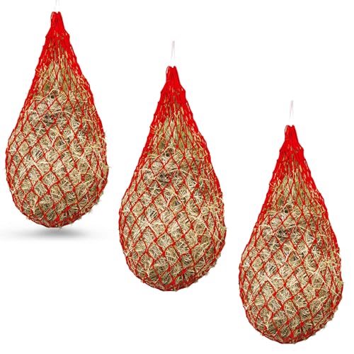 Jeffers Slow Feed Nylon Hay Net for Horses, Reduce Mess Farm Stall Feeding, Barn Stable Storage, Tack Organizer, Portable Travel Feeder for Trailer - size: 2" x 2" - 3 Pack