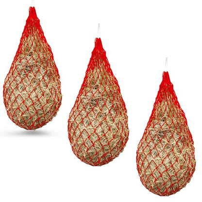 Jeffers Slow Feed Nylon Hay Net for Horses, Reduce Mess Farm Stall Feeding, Barn Stable Storage, Tack Organizer, Portable Travel Feeder for Trailer - size: 2" x 2" - 3 Pack