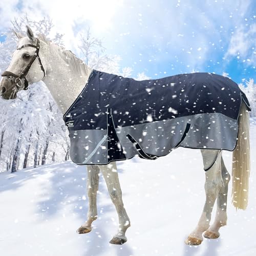 1200D Winter Horse Blanket,300g Fill,Black/Gray 81'' - color: Black/Grey 300g Fill, size: 81''