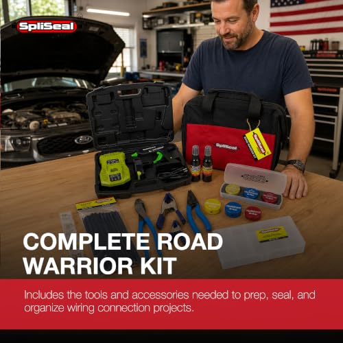 Road Warrior Kit - 6 AWG Connector Molds, 120W Cordless Glue Gun, 50 Sealant Sticks, Mold Release & Wire Cleaner - Professional-Grade Automotive, Marine & Electrical Splice Sealing Kit - style: Road Warrior Kit