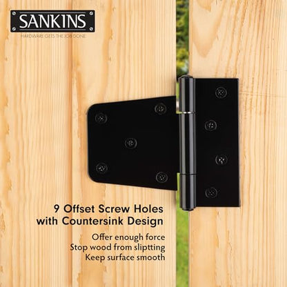 3-1/2" Heavy Duty Gate Hinges, Black Iron Door Hinges with Screws, Durable Gate Strap Hinges for Wooden Fences Gate Shed Barn Door, 2pcs