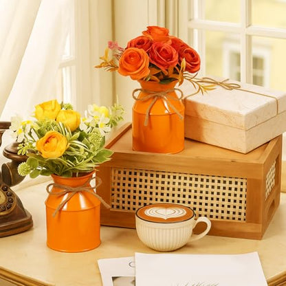 Domensi 6 Pcs Farmhouse Metal Flower Vase, Orange - color: Orange