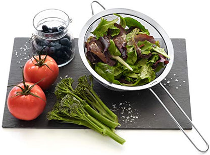 Strainer Set Fine Mesh – Premium 304 Stainless Steel (18/8) – 8″, 5.5″ and 3.3″ Sturdy Kitchen Strainers (Silver) - color: Silver