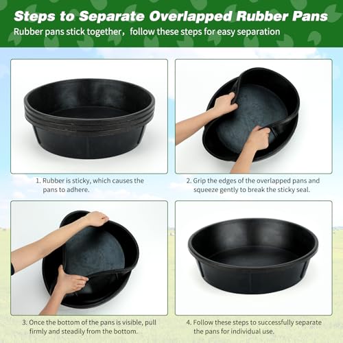 5Pcs Heavy Duty Rubber Feeder Pan, 12Q/3Gal Horse Feed Pan - color: Black-5 Pcs, size: 3Gal(12Q)