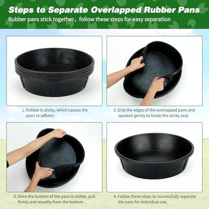 5Pcs Heavy Duty Rubber Feeder Pan, 12Q/3Gal Horse Feed Pan - color: Black-5 Pcs, size: 3Gal(12Q)