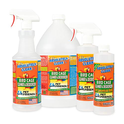 Absolutely Clean Amazing Bird Cage Cleaner and Deodorizer - Just Spray/Wipe - Safely & Easily Removes Bird Messes Quickly and Easily - USA Made - Fragrance Free (4X Concentrate - 16oz Makes 64oz) - style: 16 Fl Oz Concentrate (Makes 64oz)