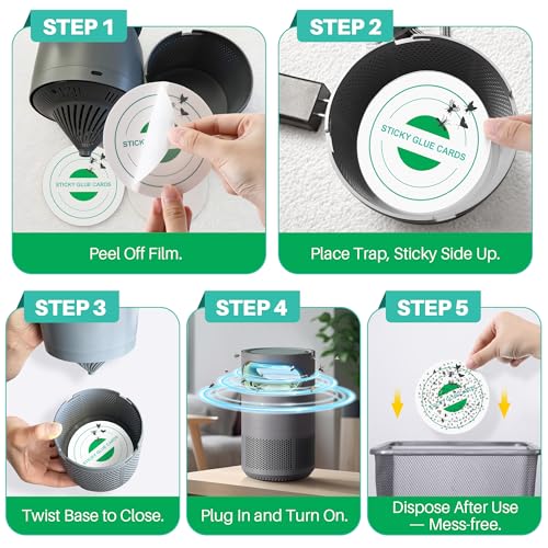 Qualirey 20 Pack Glue Trap Refill Pads Compatible with STEM Flying Insect Fan Trap, 3.94 Inches Replacement Glue Boards, Sticky Pads Insect Catcher for Indoor Fly Mosquito Bug Control