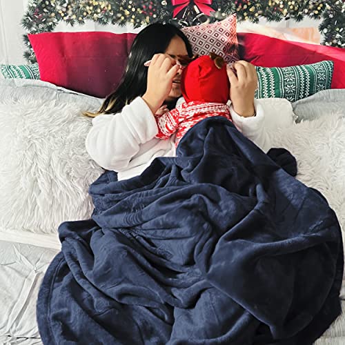 Bedsure GentleSoft Fleece Throw XL Blanket Navy - 300GSM Soft Lightweight Plush Cozy Blankets for Bed, Sofa, Couch, Travel, Camping, 50x70 inches - color: 02 - Navy, size: Throw XL (50" X 70")