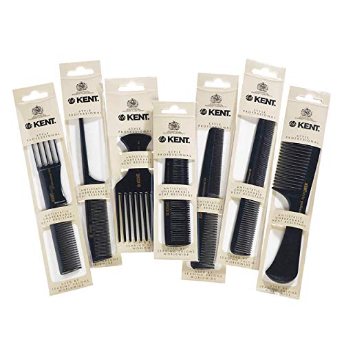 Kent SPC83 Black Salon-Style Barber Comb and Dressing Cutting Detangler with Wide Teeth - Professional Barber Wide Tooth Comb for Styling for Medium and Thick. Ergonomic Grip for Daily Use. - size: SPC83