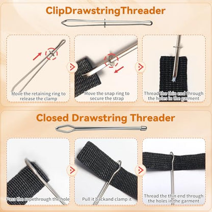 8PCS SJYOPIN Drawstring Threader Tool, Stainless Steel Threading Tool Kit | No More Missing Tools: The kit Provides Everything You Need