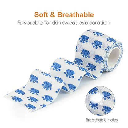 AUPCON Vet Wrap Cohesive Bandages Bulk Self Adhesive Bandage Wrap Self Adherent Wrap Non-Woven for Dogs Pet Animals & Ankle Sprains & Swelling 2 Inch x 5 Yards (2 Inch Mixed Claw) - color: 2 Inch Mixed Claw