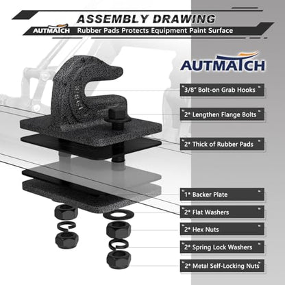 AUTMATCH Tractor Bucket Grab Hook 3/8" (2-Pack) Grade 70 Drop Forged Steel - color: Grainstone