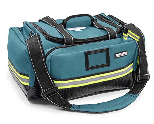 Scherber Fully-Stocked First Responder Professional Advanced EMT/EMS Trauma Kit | HSA/FSA Approved | Reflective Bag w/10+ Compartments, Zippered Pockets & 250+ First Aid Supplies (Blue) - color: Blue