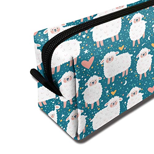 Cute Sheep Love Travel Makeup Bag Cosmetic Organizer Zipper Pouch
