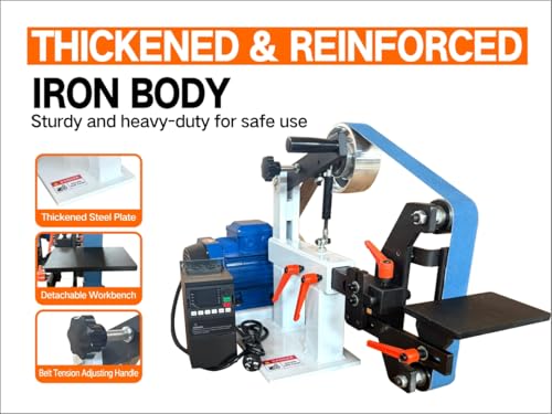 Belt Grinder Sander, 1500W 2HP Polishing Grinding Machine, 72x2 Inch Belts,Variable Speed Belt Polisher with VFD, 3 Grit Options, Arc/Circular/Flat Grinding, Industrial Metal Working Machine