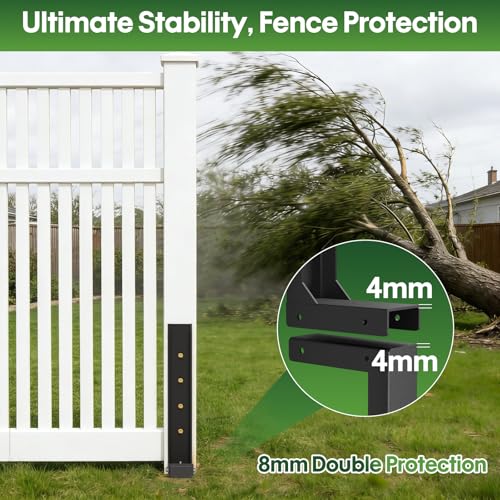 Fence Post Repair Kit 4 Pack, 8mm Double-Layer Post Anchor for Wood Posts