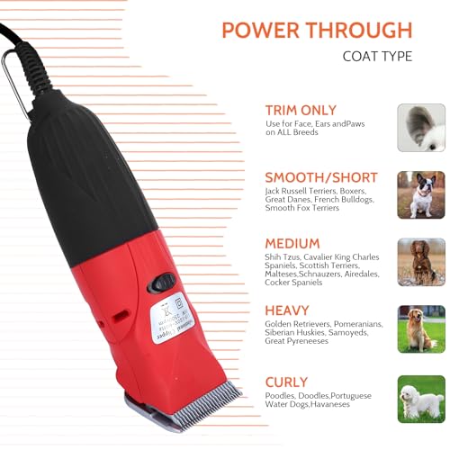 DUCKBOY 35W Pet Clipper Grooming Kit, 4 Interchangeable Blades, 3m Cable