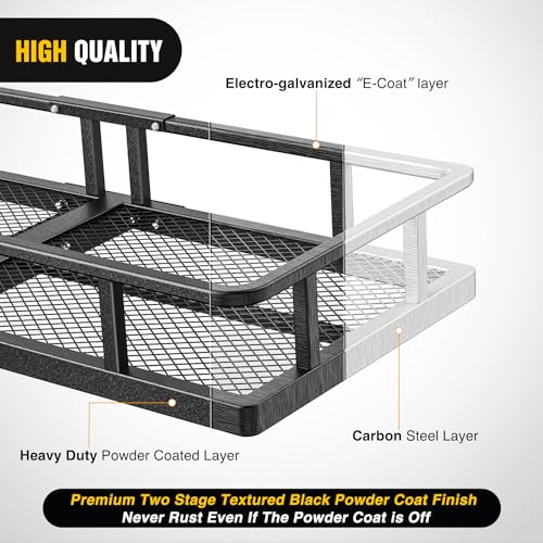 Nilight 60" x 24"x 7.87" Folding Carrier Fits 2-Inch Receiver 500 Lbs Capacity Bag Net Ratchet Straps Lock Stabilizer for SUV Pickup RV Van - style: 24" Basket w/Bag,Net,Straps,Stabilizer,Lock