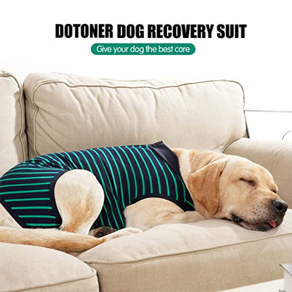 Dotoner Dog Recovery Suit Abdominal Wound Puppy Surgical Clothes Post-Operative Vest Pet After Surgery Wear Substitute E-Collar & Cone(M,Green) - color: Green, size: Medium (Pack of 1)