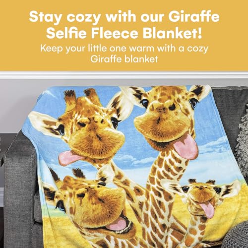 Dawhud Direct Giraffe Fleece Throw Blanket, 50" x 60", Polyester, Animal Print, Multicolor, Unisex, Adult/Kid, Winter, Durable, Camping, Gift