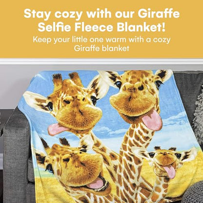 Dawhud Direct Giraffe Fleece Throw Blanket, 50" x 60", Polyester, Animal Print, Multicolor, Unisex, Adult/Kid, Winter, Durable, Camping, Gift