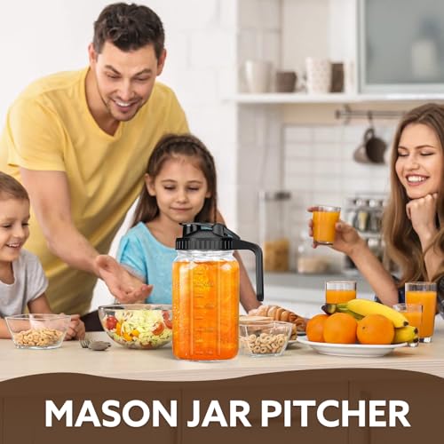 Mihlapi 32 oz Breast Milk Pitcher, 1 Quart Glass Mason Jar with Lid - color: Black, size: 32 Ounces