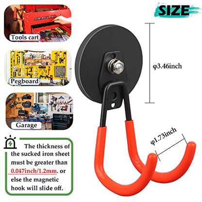 ULIBERMAGNET Strong Magnetic Hooks,2 Pack Heavy Duty Large Magnetic Hooks for Extension Cord, Cable, Hose, Power Cord,Rope,Drill,Jig Saw,Circular Saw,Garden Lawn Tools (Orange/3.46inch) - style: 3.46" Extra Strong Large XJ Orange 2PC