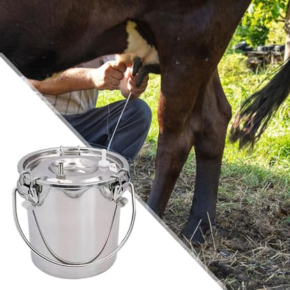 Stainless Steel Milking Machine Bucket with Lid, 3L Milk Can for Cow Sheep Goat Milking Equipment - size: 3L