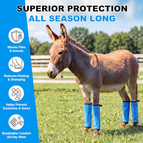 Donkey Fly Boots, Breathable Mesh Leg Wraps - color: Blue