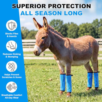 Donkey Fly Boots, Breathable Mesh Leg Wraps - color: Blue