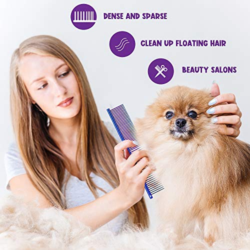 3 Pcs Stainless Steel Combs for Matted Hair - Grooming Clippers with Guide Combs for Removing Tangles and Knots in Long Haired Dogs and Cats - color: Multi-color