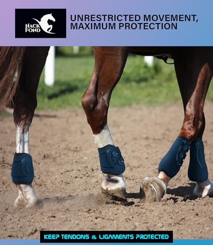 4/Pack Horse Jumping Boots, Open Front & Fetlock Boots for Jumping - color: Navy