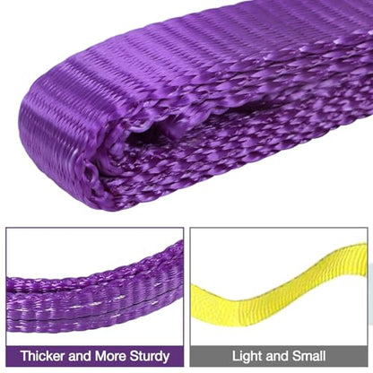 Lift Sling Straps,1" x 3.3' 2-Ply Heavy Duty Flat Eye Lift Slings | Polyester Lifting Strap Tree Saver Recovery Strap Web Sling Rigging Moving Tow Hoist Gear Straps 3200 lb 2600 lb 6400 lb 2P - color: Purple, size: 1" x 3.3' (2 pack)